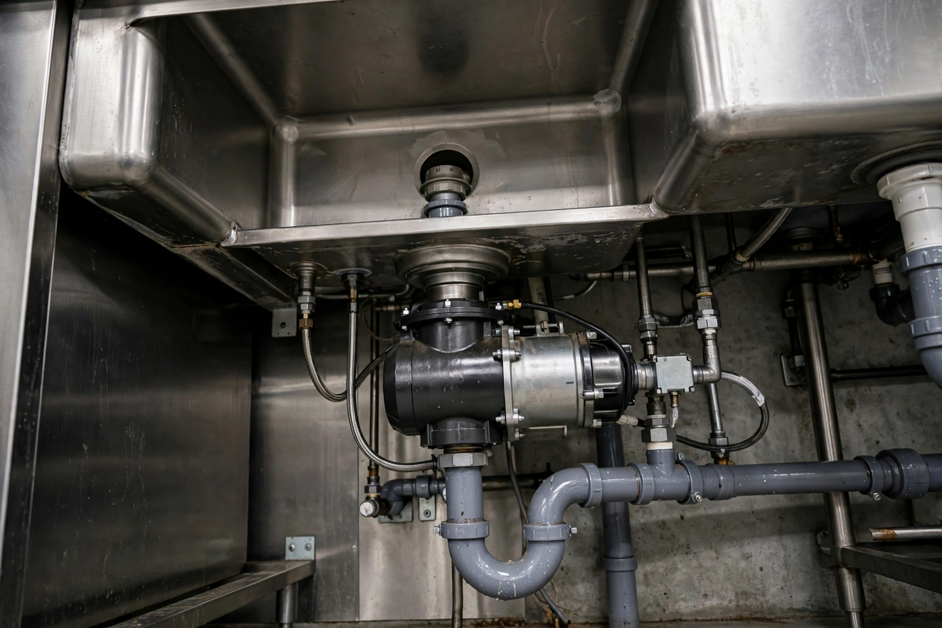 Commercial garbage disposal installed in a restaurant kitchen in Brea